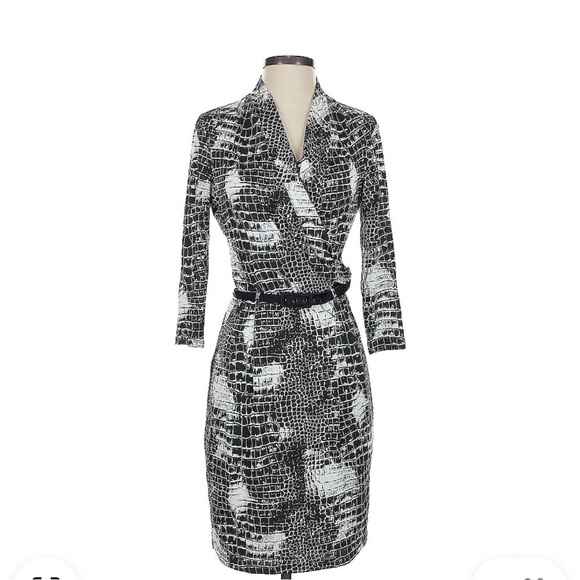 Catherine Malandrino Dresses & Skirts - Catherine Malandrino snake print black and white belted dress